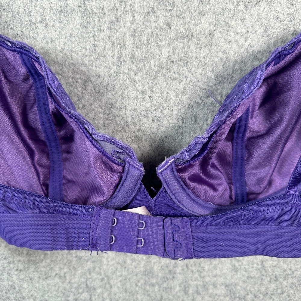Vintage Victorias Secret 34B Bra Womens Adjustable Purple Embroidered Floral - Picture 9 of 13
